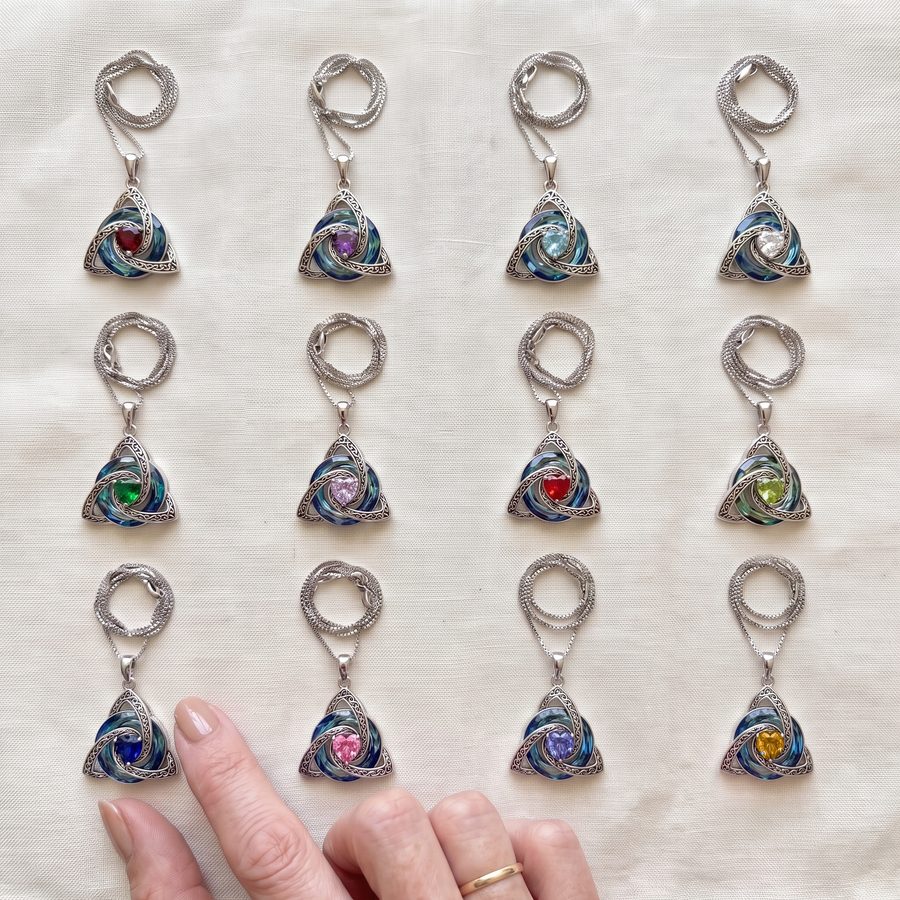 The twelve birthstone versions of the necklace
