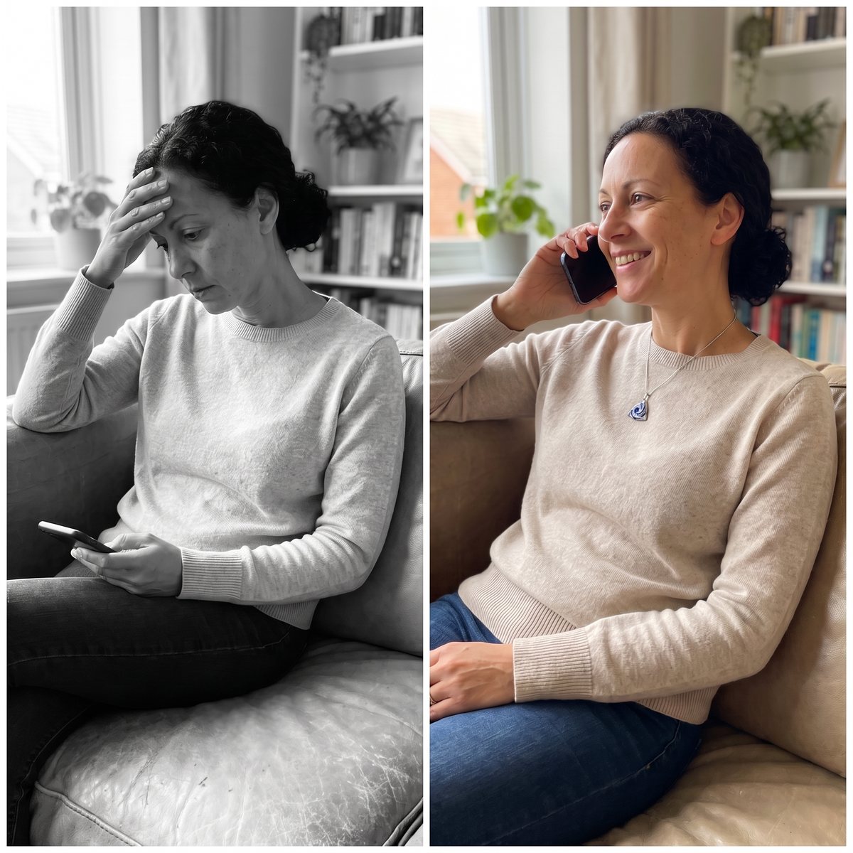 Before and after: the same phone call