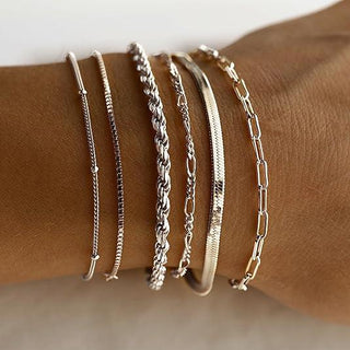 The set in silver, worn on the wrist