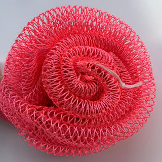 African exfoliating net in coral, rolled