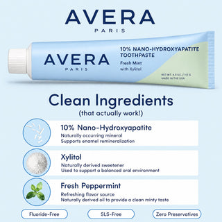 Clean ingredients - nano-hydroxyapatite, xylitol, fresh peppermint