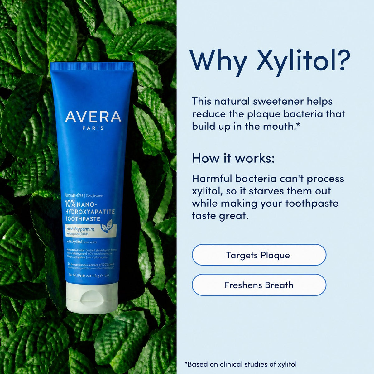 Why xylitol - targets plaque, freshens breath