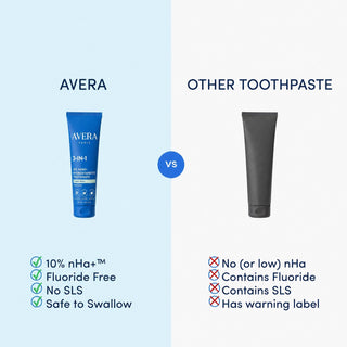 Avera compared with ordinary toothpaste