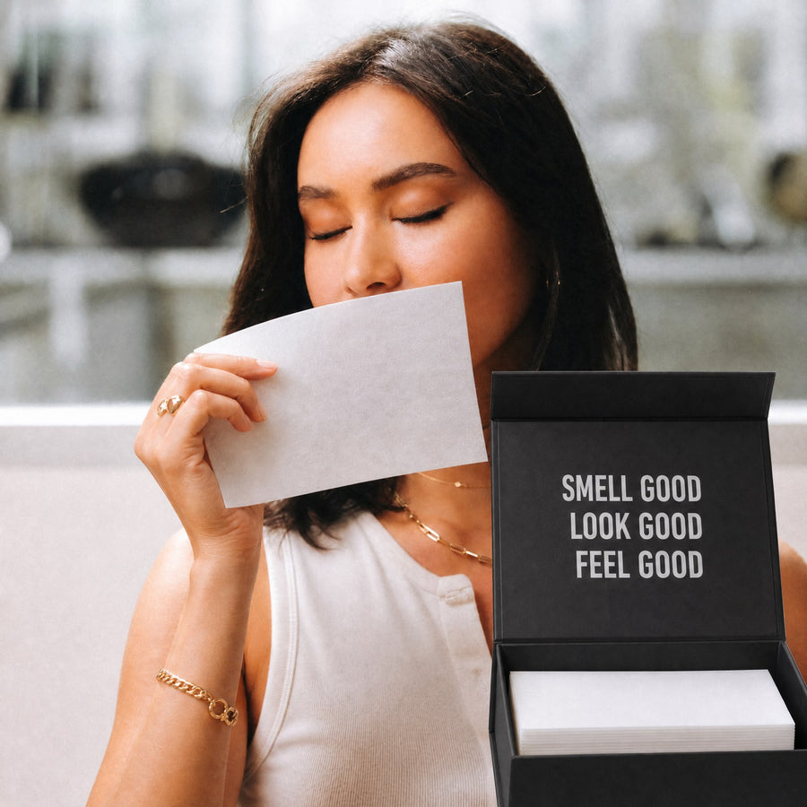Smelling a sheet straight from the box