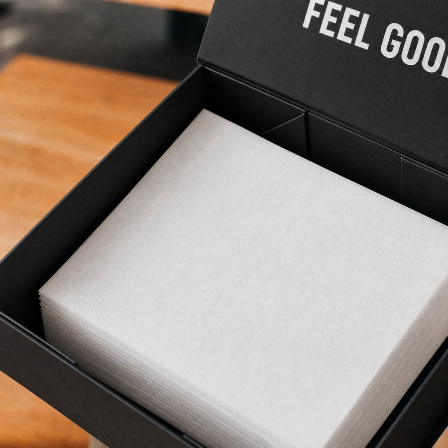 An open box filled with laundry sheets