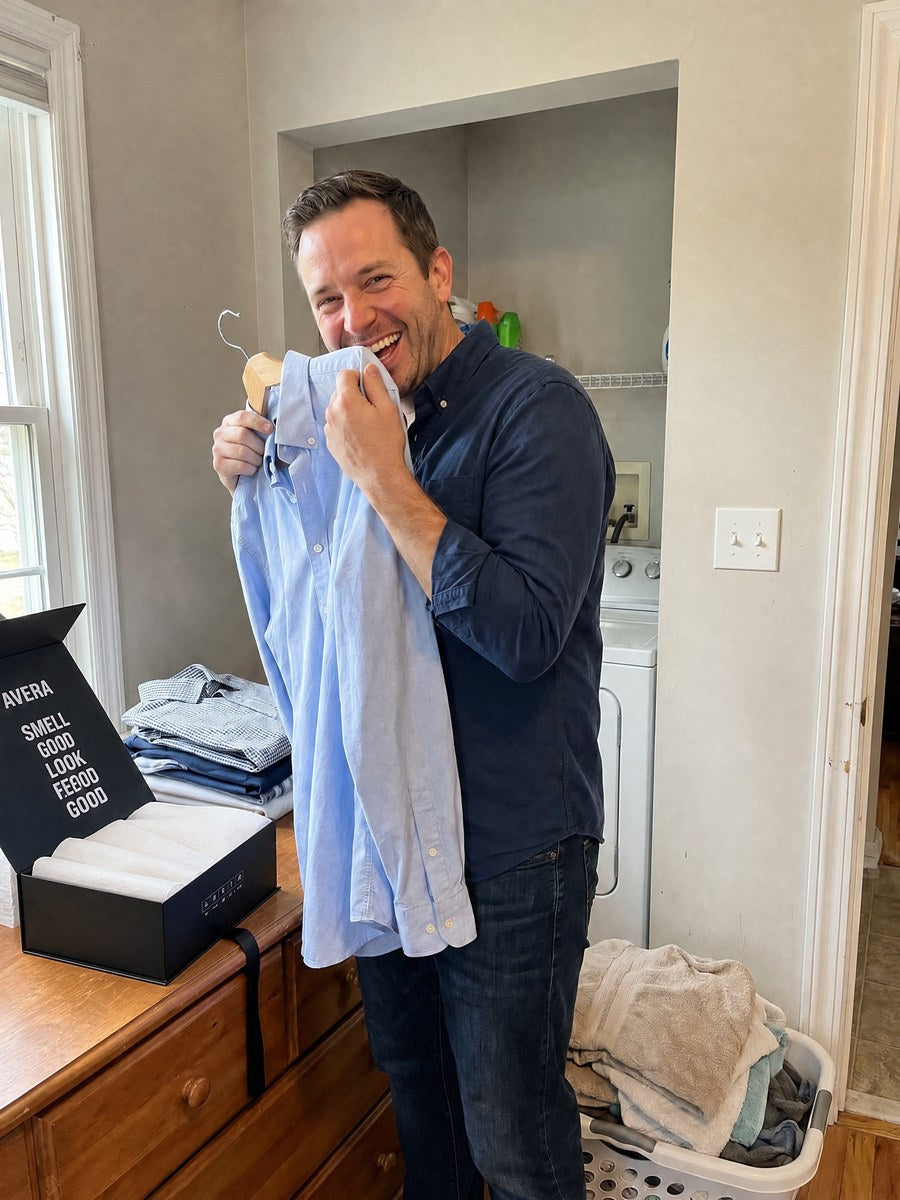 Folding fresh, clean laundry Image