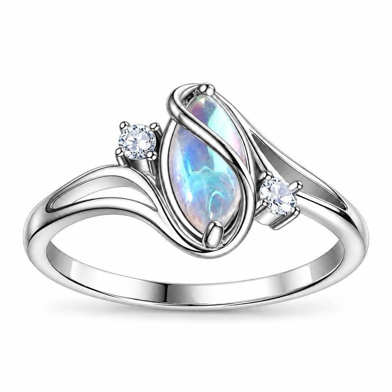 Moonstone with cubic zirconia accents