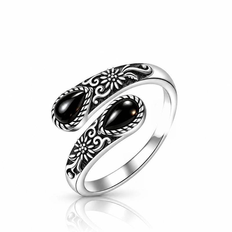 Avera Moonstone Thumb Ring, black stone version