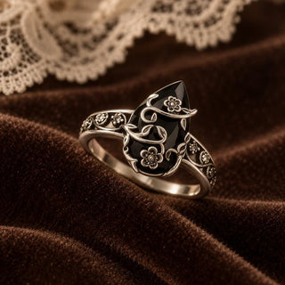 Black Obsidian Ring on brown velvet