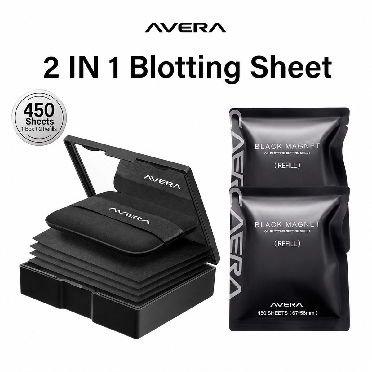 Avera Oil Magnet Blotting Sheets - 450 sheets with two refills