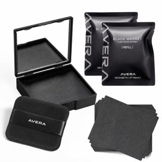 The compact, the puff and two refill packs