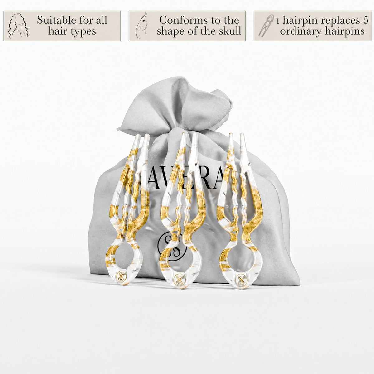 Prestige HairPin Tortoise Gold - set of 3