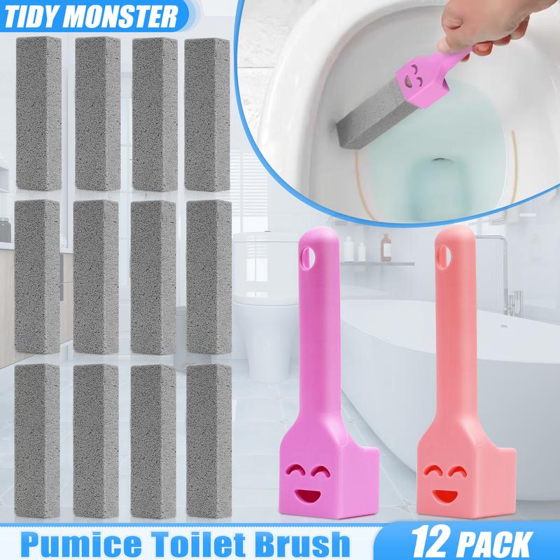 The pumice stone in use on a toilet bowl
