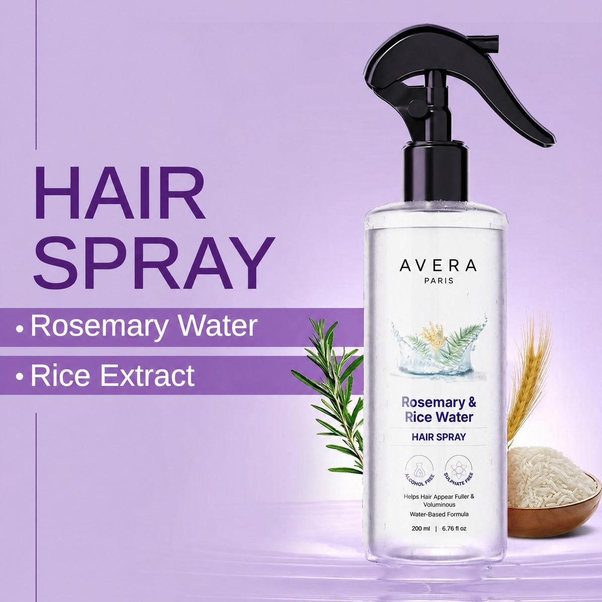 Rosemary water and rice extract in one spray