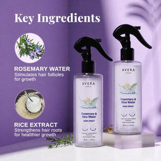 Key ingredients - rosemary water and rice extract