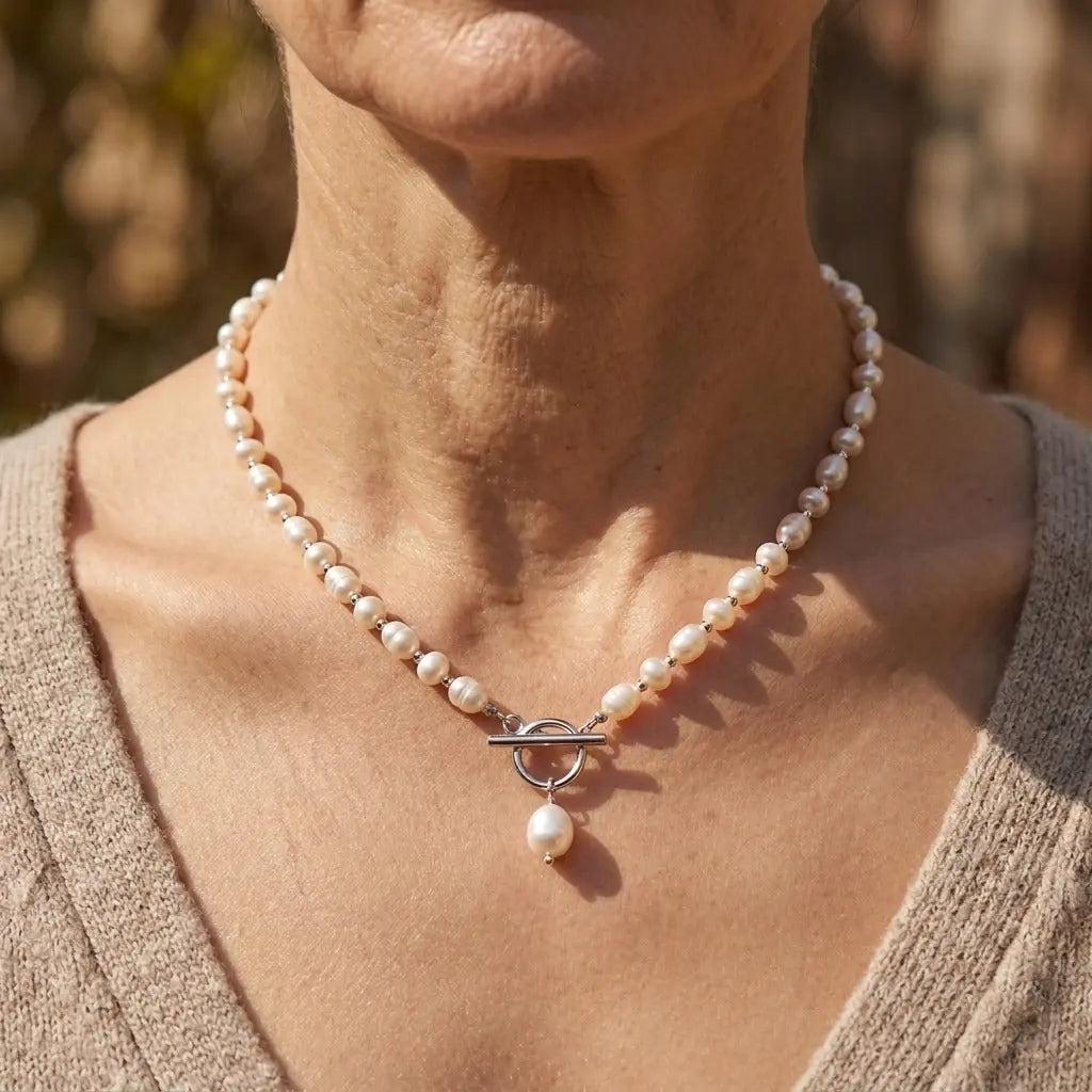 Classic Pearl Necklace in silver by Avera Paris