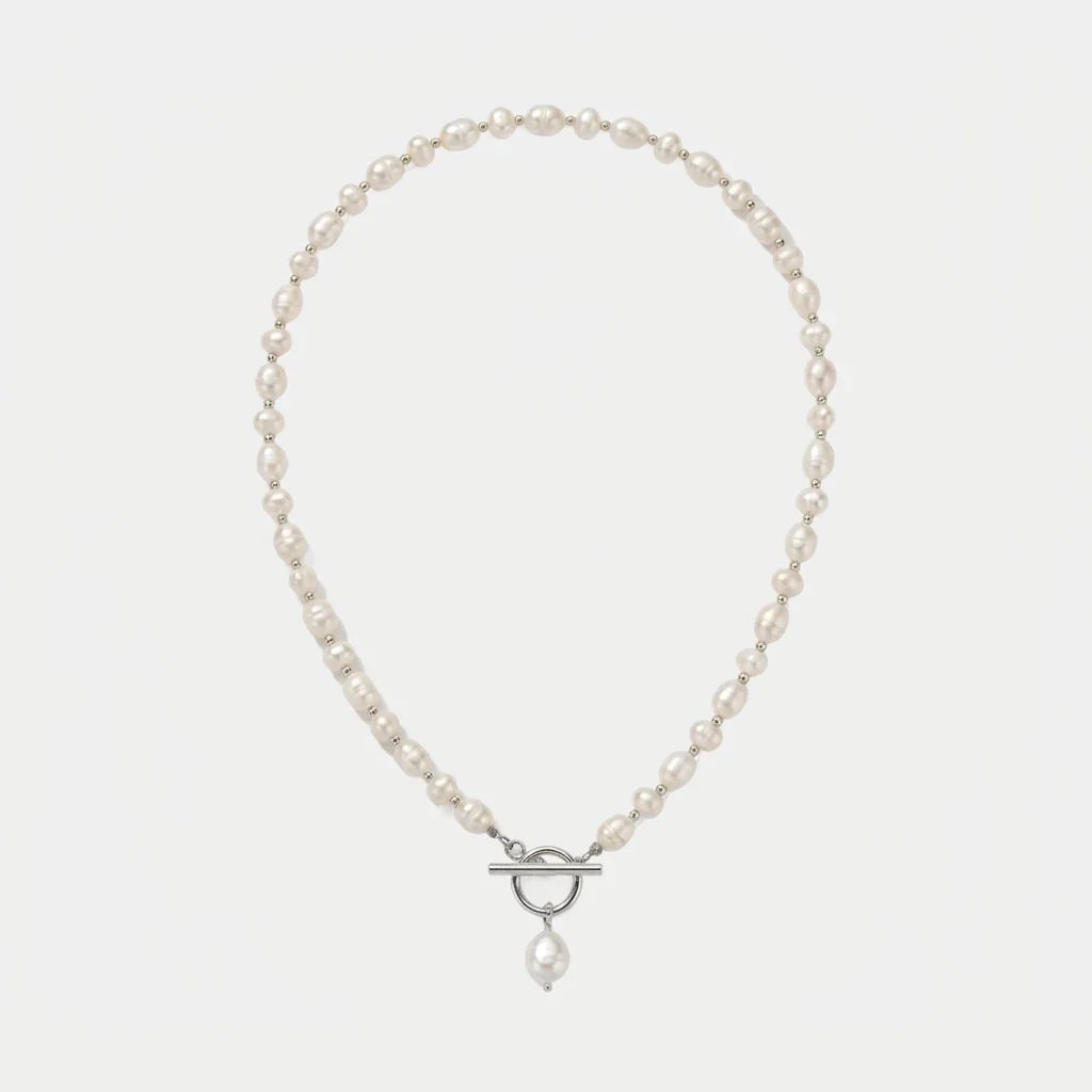 Classic Pearl Necklace in silver by Avera Paris