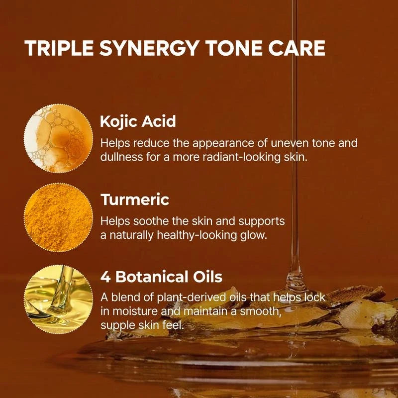 Kojic acid, turmeric and four botanical oils