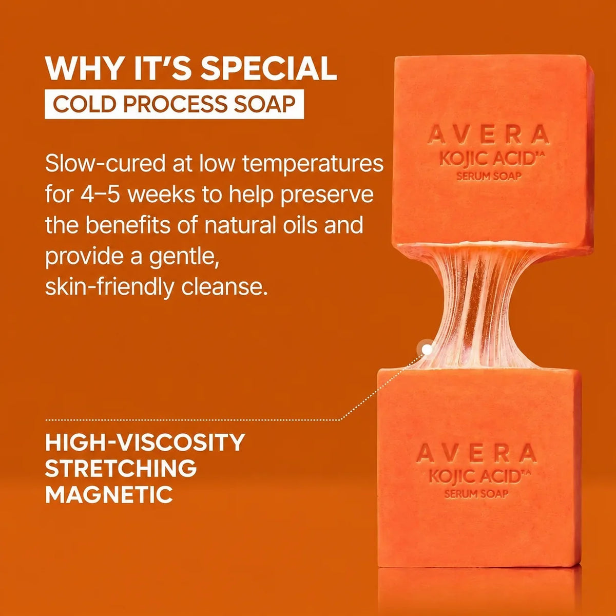 Cold process soap, slow-cured for four to five weeks