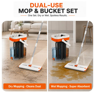 Dry mopping and wet mopping with the same set