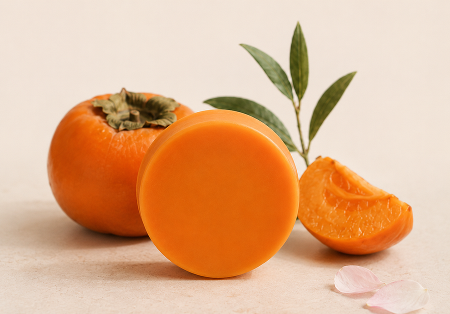 Persimmon soap bar with fresh persimmon