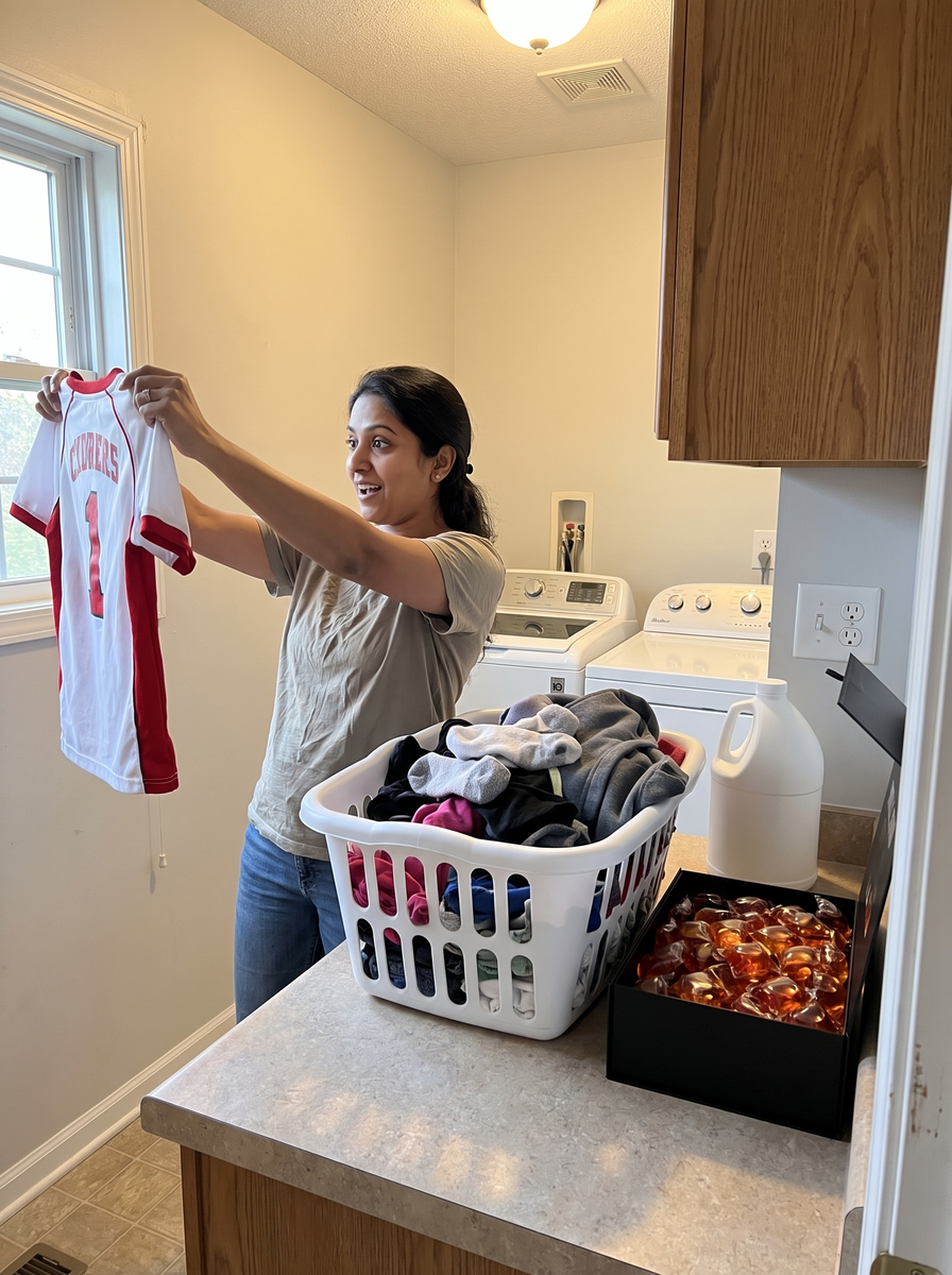 Checking a washed sports jersey Image