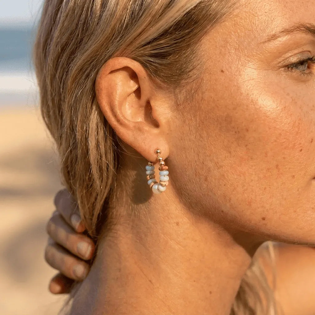 Seashore Beaded Hoops by Avera Paris