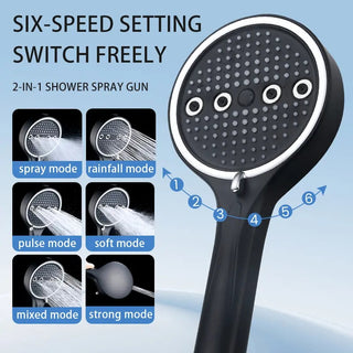 Six spray modes: spray, rainfall, pulse, soft, mixed, strong