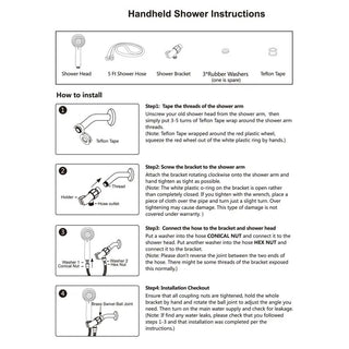 Installation instructions for the handheld shower head