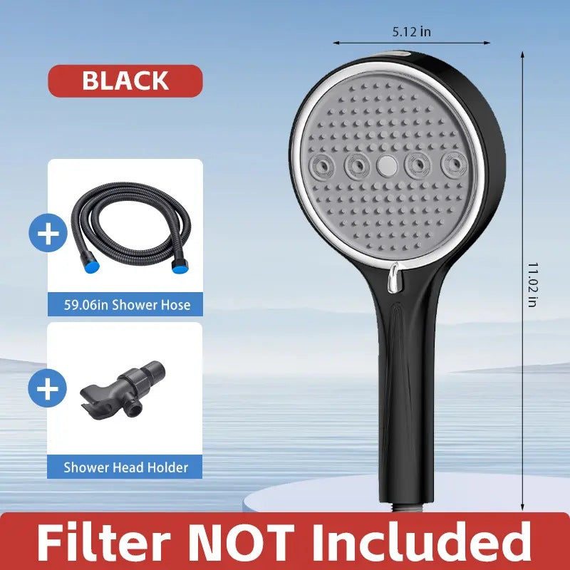 What is in the box: shower head, 59 inch hose and holder