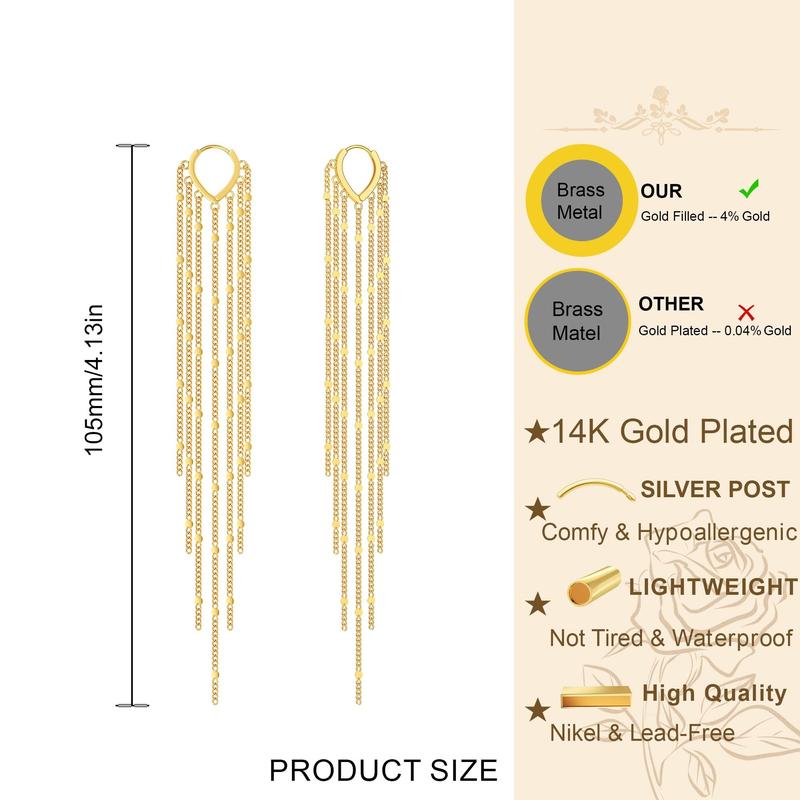 105mm drop, 14K gold plated, hypoallergenic silver post