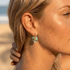 Turquoise Bead Pearl Hoops by Avera Paris