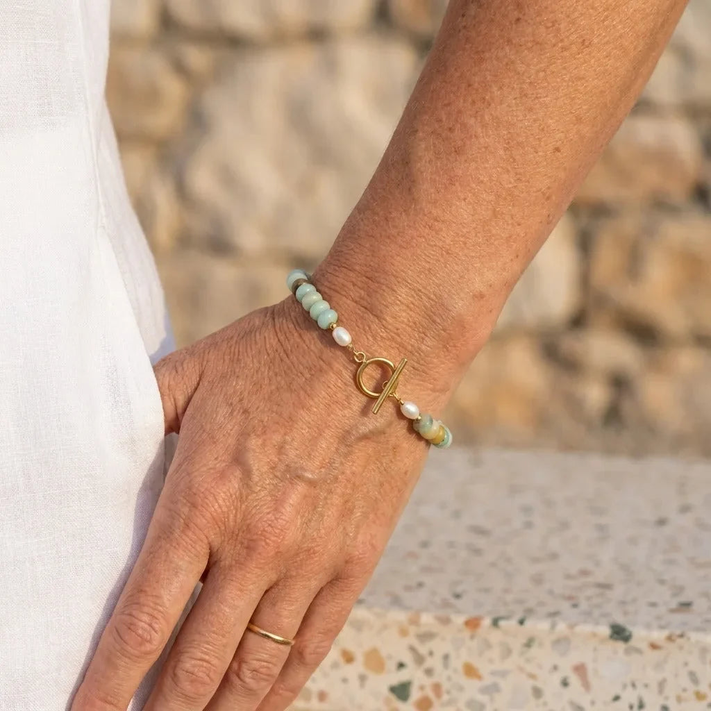 Turquoise Bead Toggle Bracelet by Avera Paris