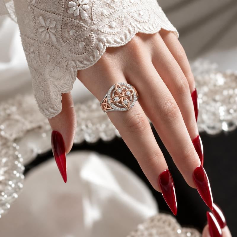 Avera Witch Knot Ring worn on the hand