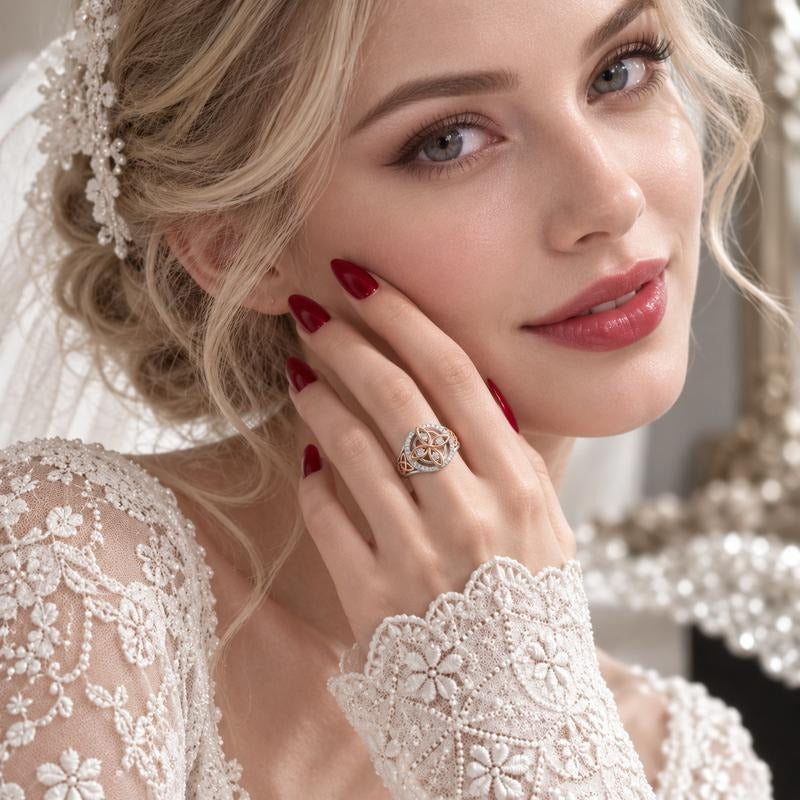 Woman wearing the Avera Witch Knot Ring