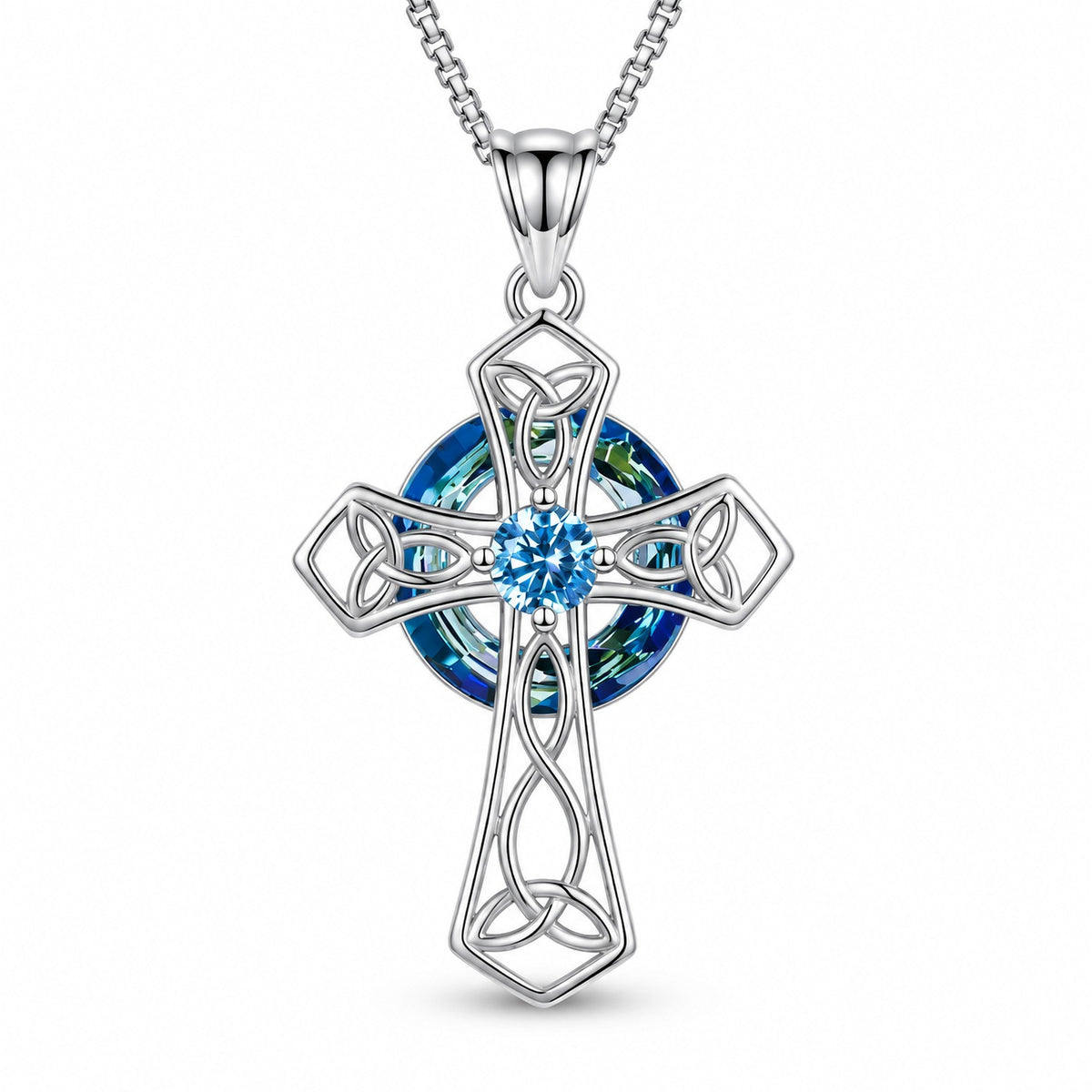 Avera Cross Birthstone Necklace — Celtic cross pendant