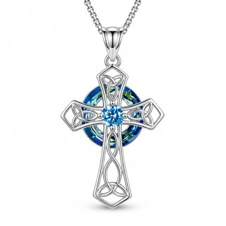 Avera Cross Birthstone Necklace — Celtic cross pendant