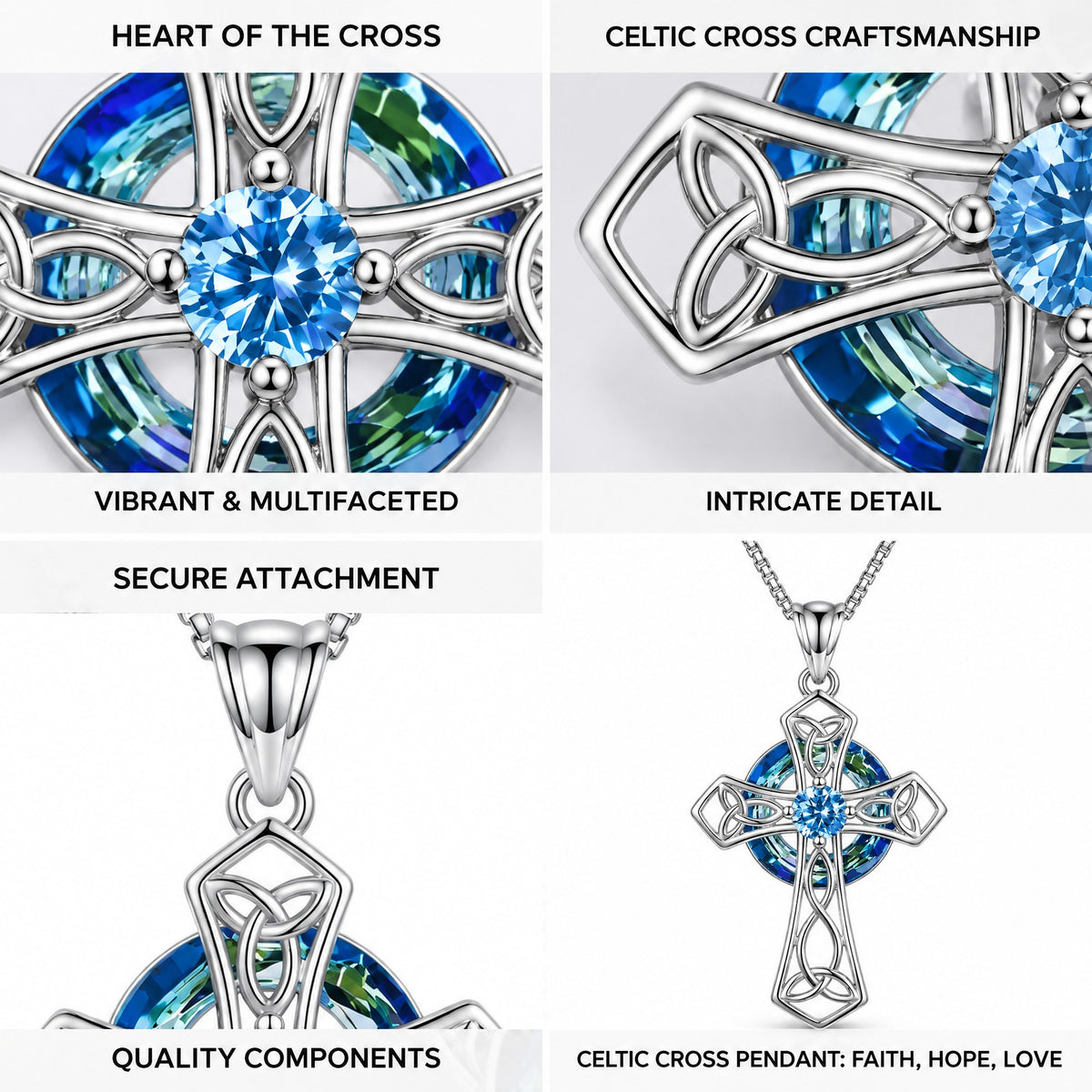 Close details of the cross and crystal
