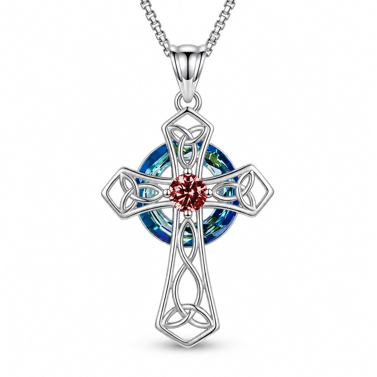 January · Garnet cross pendant