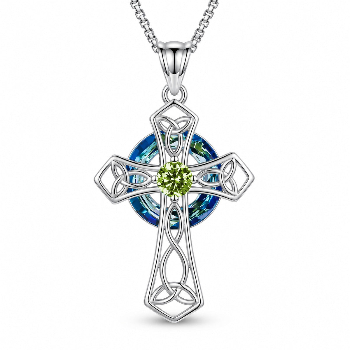 August · Peridot cross pendant