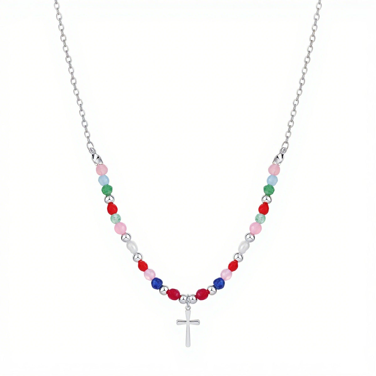 Faith Cross Necklace, silver-tone