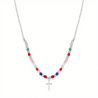 Faith Cross Necklace, silver-tone
