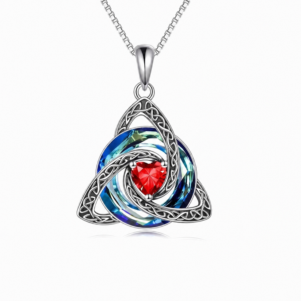 Avera Witch Knot Birthstone Necklace — Celtic triquetra pendant