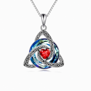 Avera Witch Knot Birthstone Necklace — Celtic triquetra pendant