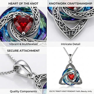Close details of the knotwork and crystal