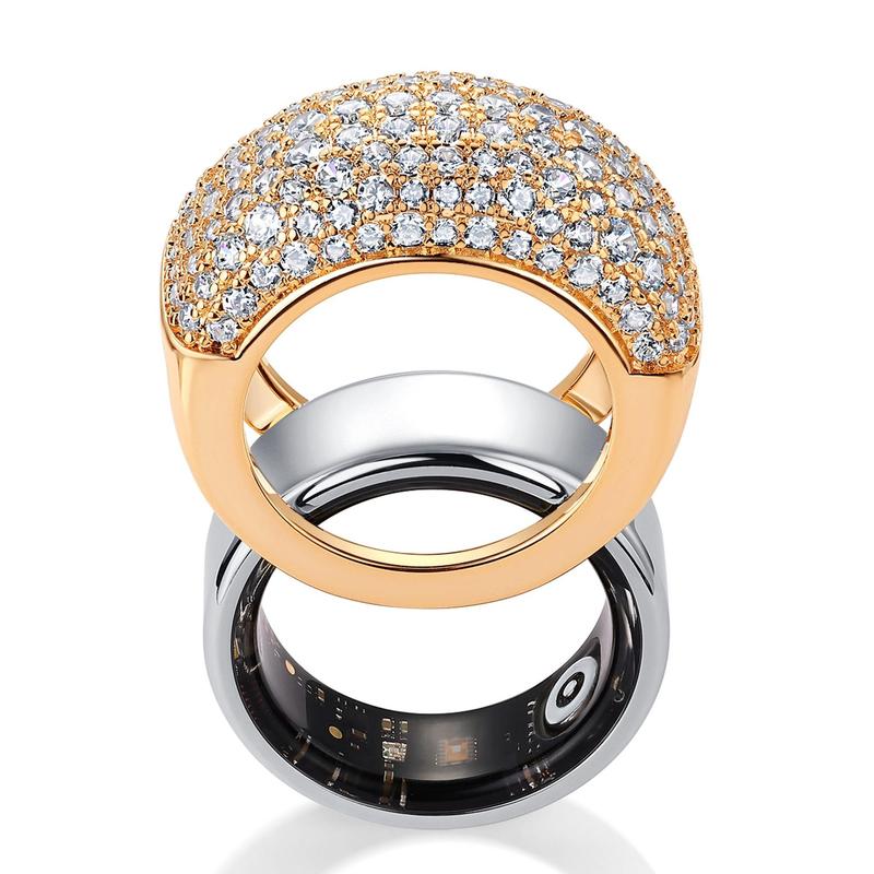 Gold and silver Avera Pave Smart Ring Covers side by side