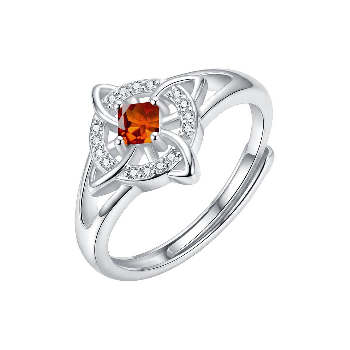January · Garnet witch knot birthstone ring