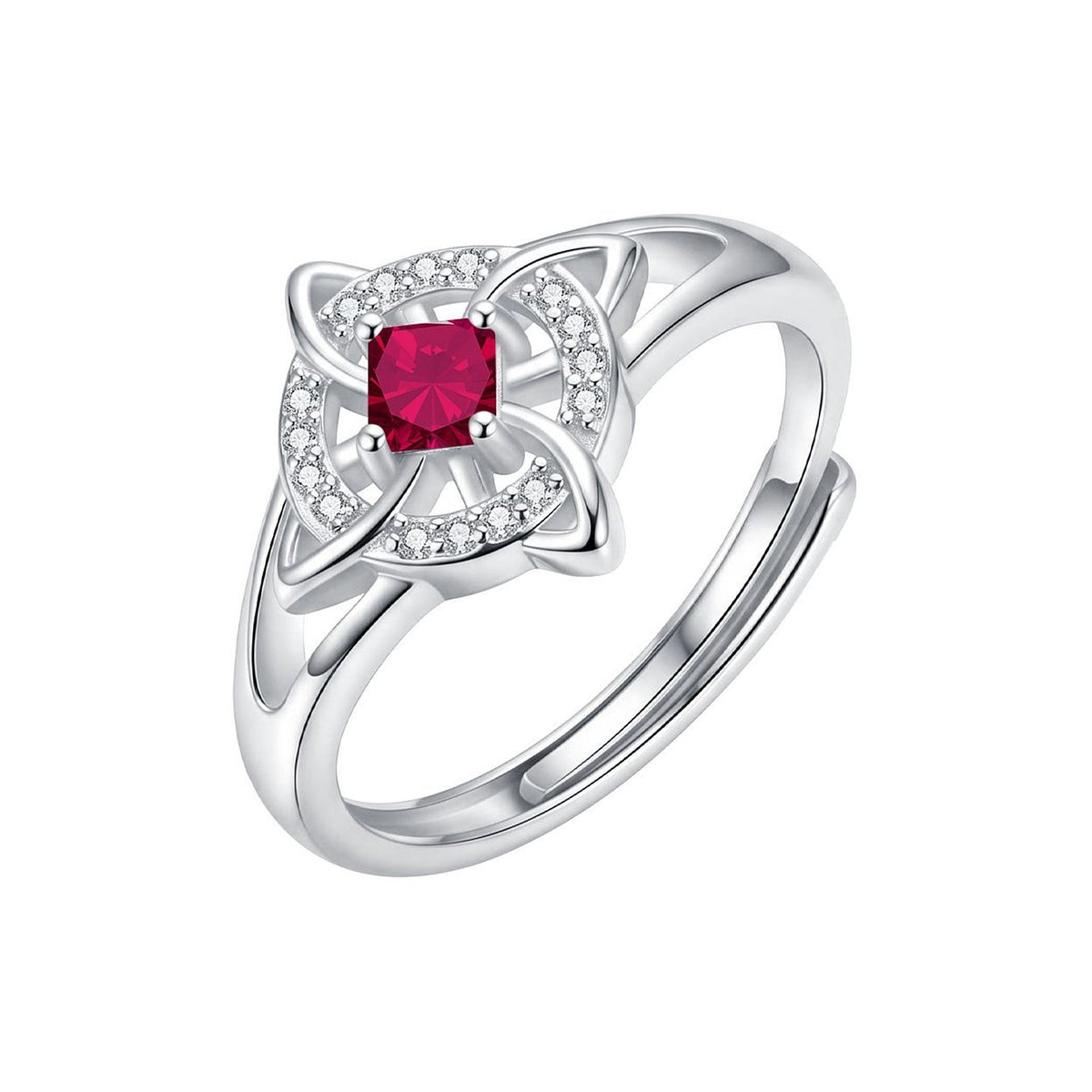 July · Ruby witch knot birthstone ring