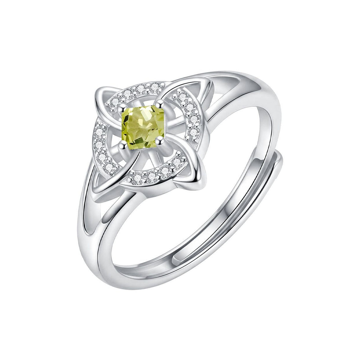 August · Peridot witch knot birthstone ring