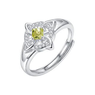 August · Peridot witch knot birthstone ring